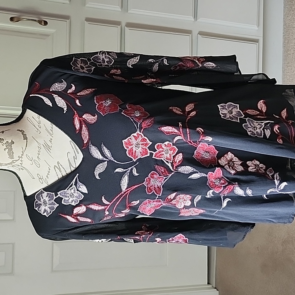 Alfani Petite embroidered top
